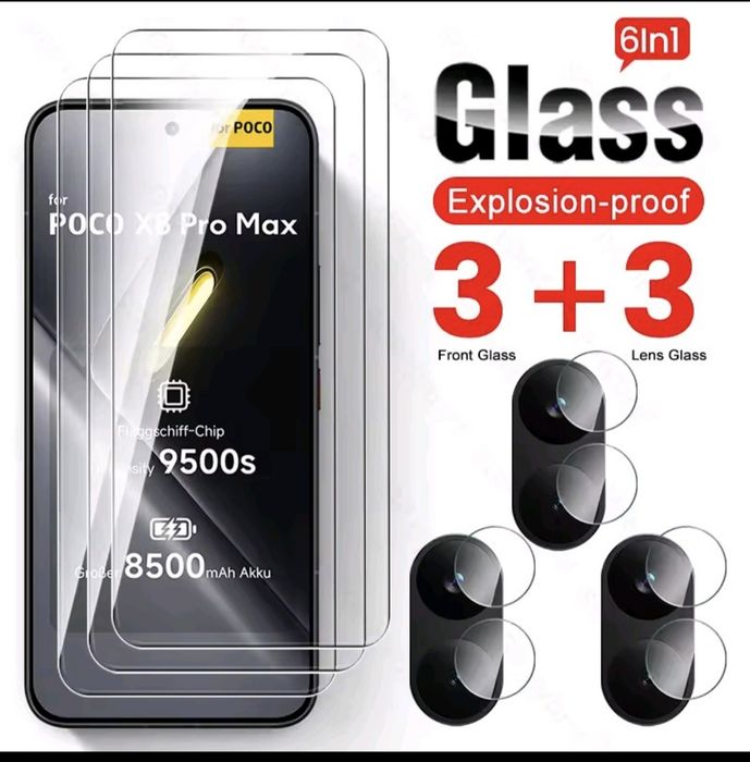 Xiaomi Poco X7 Pro 5G - Capa + 3 Vidros de Ecrã + 3 Vidros de Câmara NOVOS