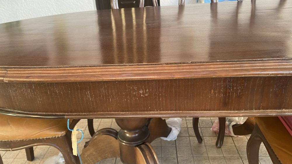 Mesa jantar madeira com seis cadeiras