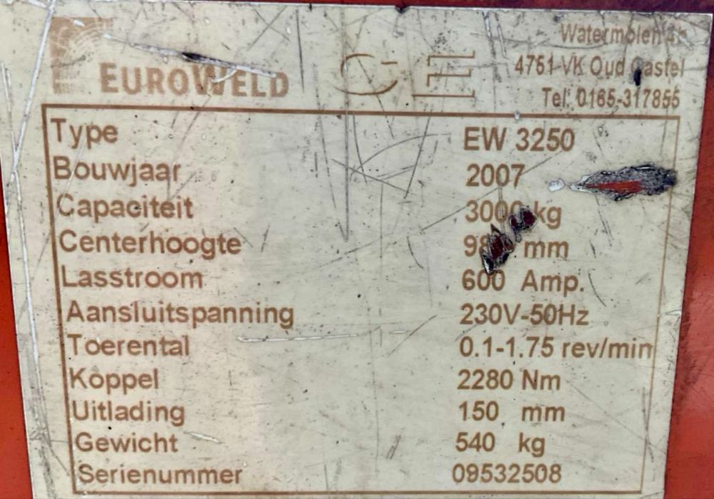 Pozycjoner spawalniczy do rur z uchwytem centrującym Euroweld 3000kg