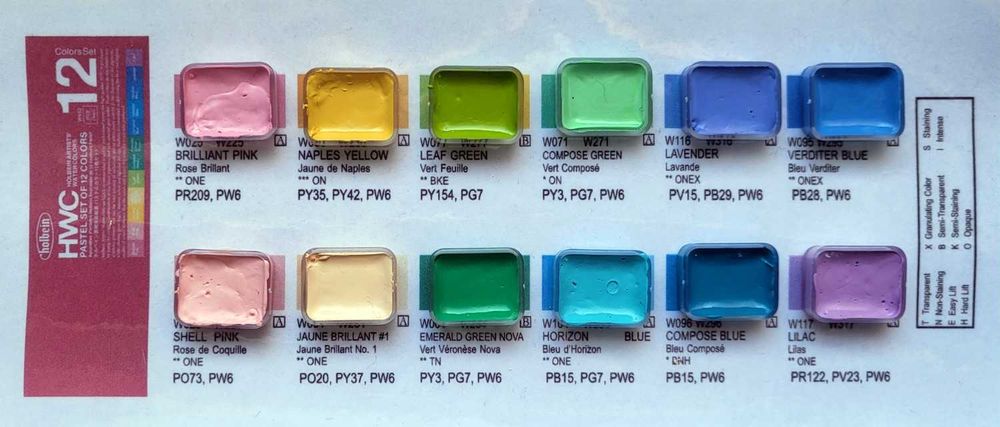 pastelowe akwarele Holbein, pastel set, 12 kol po 1ml