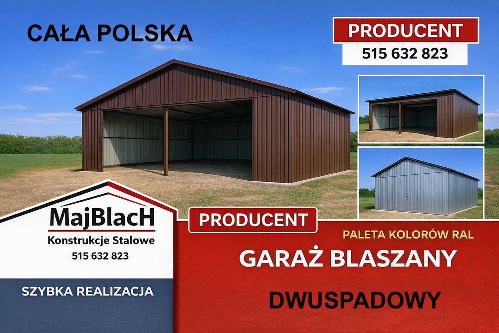 Brązowy Garaż Blaszany – Blaszak – Schowek - Hala |Garaże  – Maj-BlacH