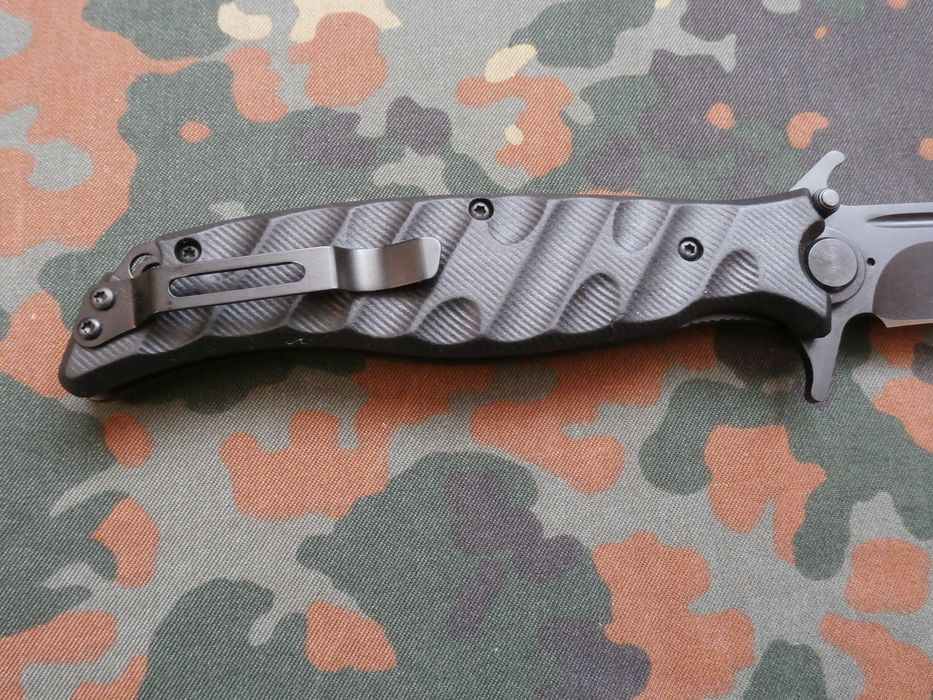 Туристичний складний викидний ніж Нокс Финка-С D2 Black 26.5см Кліпса