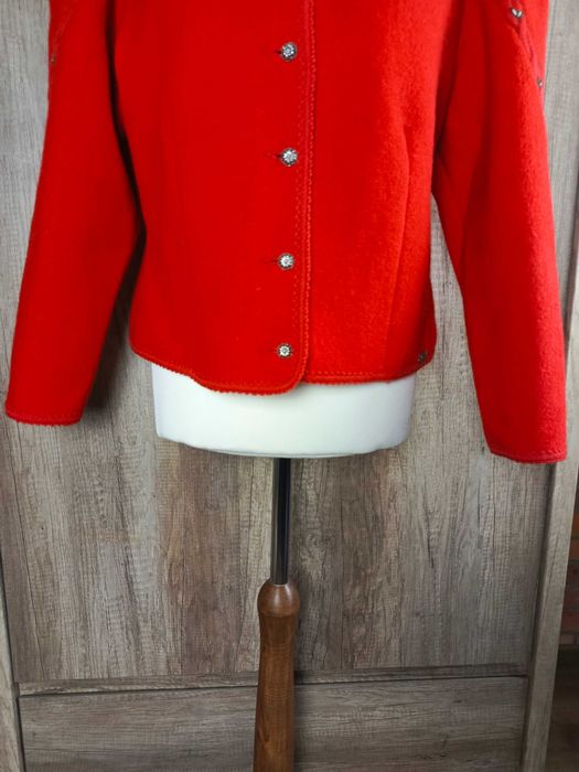 Alphorn wełniany żakiet marynarka damska czerwona folk wool 46 XXXL