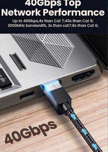 Інтернет-кабель Ugreen Ethernet RJ45 Cat 8 мережевий шнур 10 м Black