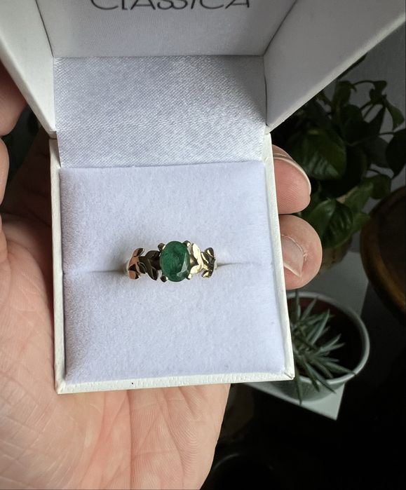 Pierścionek złoty ze szmaragdem naturalnym, gwarancja