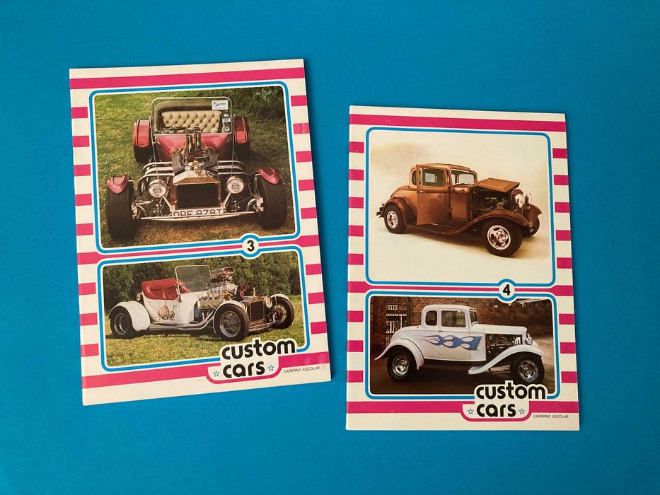 Colecção de 4 Cadernos Escolares Custom Cars Hot Rods Anos 80 Ambar