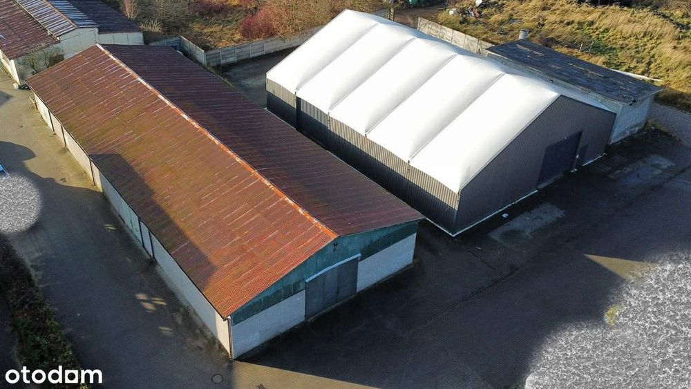 Hala hale 1055m2, działka 2111m2 murowana + namiot, vat23%, magazyn