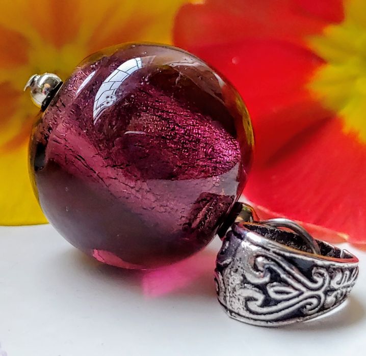 Wisiorek Szkło Weneckie Lavender Hand Made