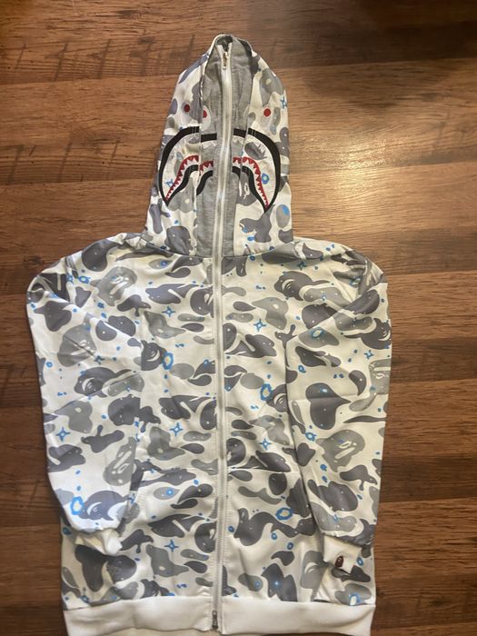 ‼️РОЗПРОДАЖ‼️ Худі бейп, Кофта Bape, зіпка Bape (біла), СВІТИТЬСЯ