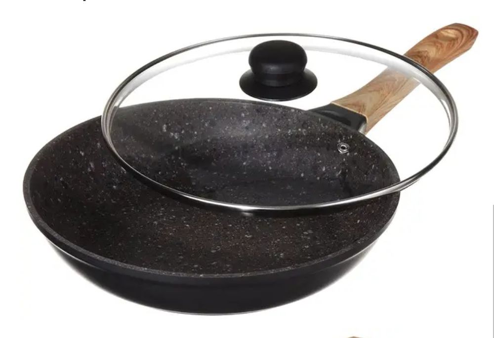 Сковорода с гранитным покрытием d20 см и стеклянной крышкой