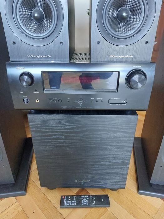 Kino Domowe Denon Amplituner Kolumny Wharfedale Subwoofer Aktywny