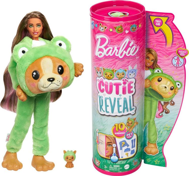 Барби песик в костюмі жабки барбі Barbie Cutie Reveal Puppy as Frog
