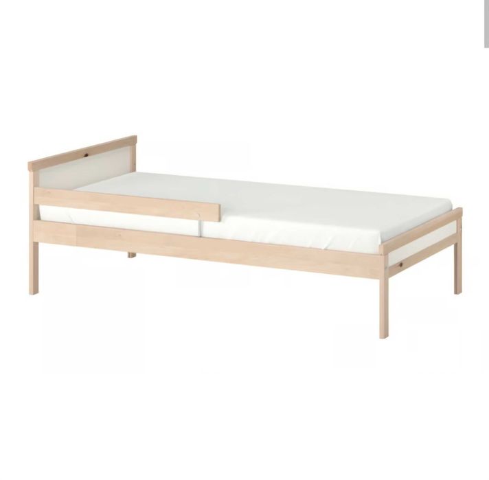 Cama c/estrado ripas, faia, Branca 70x160 cm e colchão