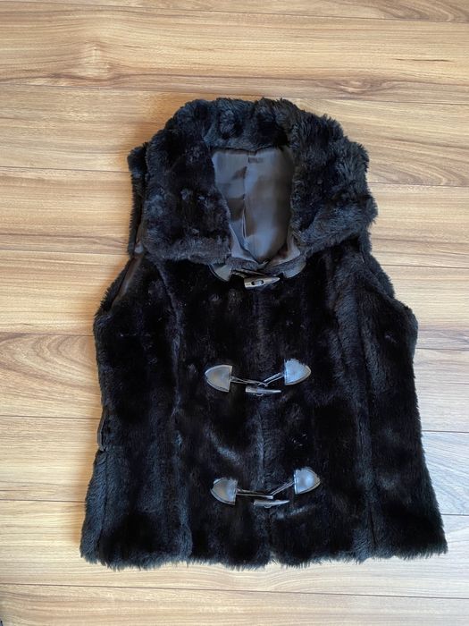 Kamizelka bezrękawnik czarna futerko