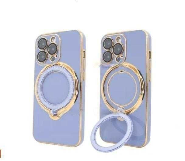 Чехол для iPhone 12 Pro Magsafe с кольцом подставкой+стекло на камеру