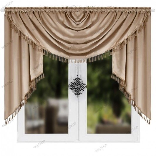 Firana/zasłona Beżowa satynowa dekoracja okna