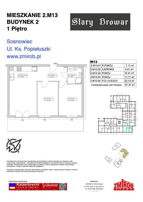 Stary Browar | mieszkanie 3-pok. | 2M13 - Widok 4