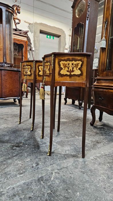 Piękna Szafka Komplet Intarsja Ciekawa forma Aukcja 2 szt .