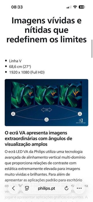 Monitor Philips com cabo USB-C
