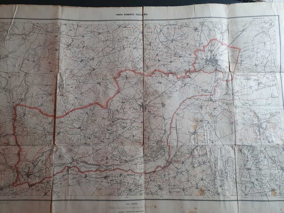 Mapy powiatowe 1960r na płótnie  Trzcianka Chodzież Czarnków 57 x 92