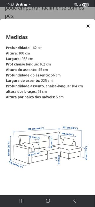 Sofá três lugares c/chaise lounge