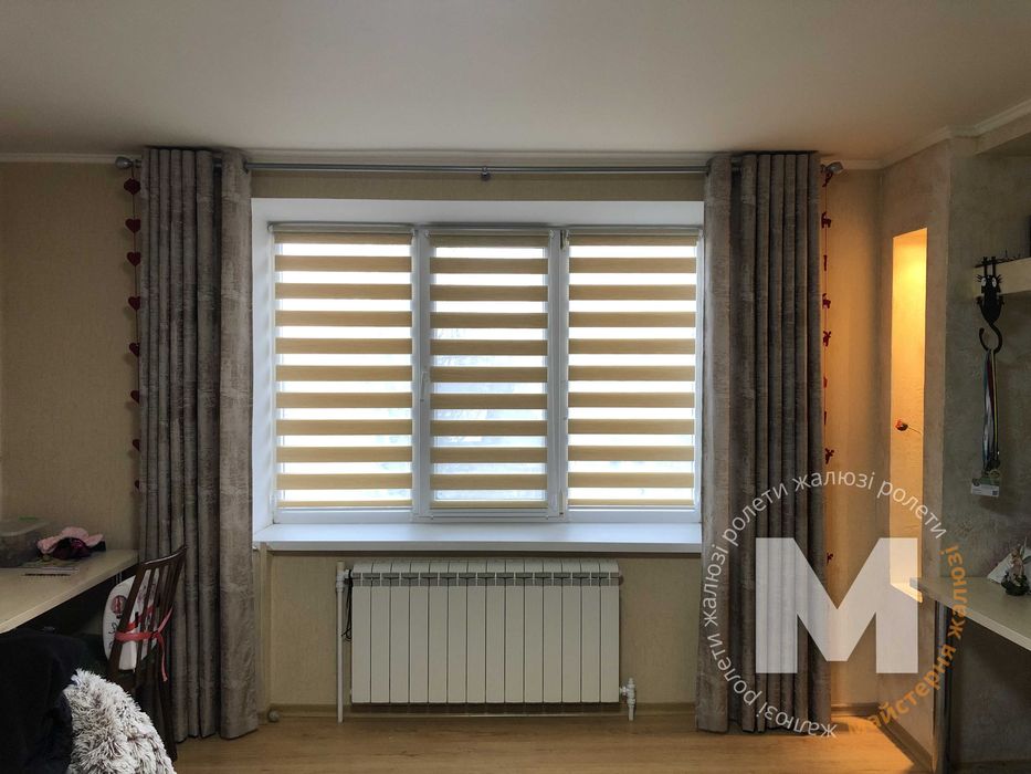 Жалюзи день ночь с анти напылением, Рулонные шторы, римские шторы