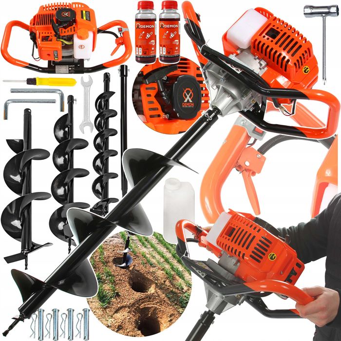 WIERTNICA GLEBOWA ŚWIDER SPALINOWY 3 wiertła fi 10/15/20cm +olej Demon