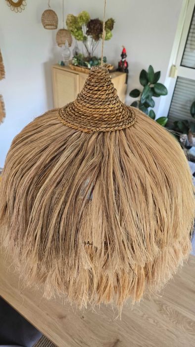 Duża lampa wisząca z Bali 50 cm – abaka, hiacynt wodny | lampa boho japandi wabi-sabi
