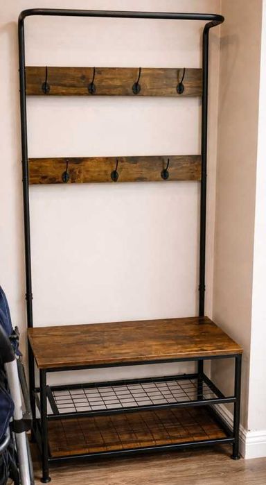 Wieszak Stojak Podłogowy na Ubrania Akcesoria Buty Loft Rustykalny