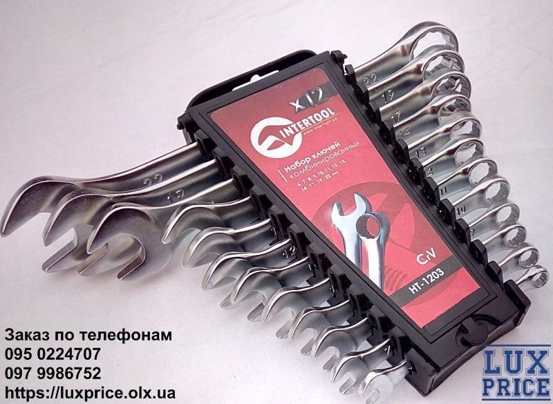 Набір ключів комбінованих гайкових ключів Intertool 12ед HT-1203