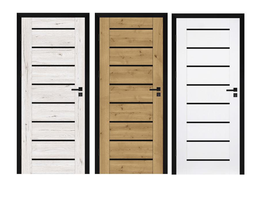 Solidne Drzwi PRIM z czarnymi wstawkami Windoor  od PRODUCENTA HIT