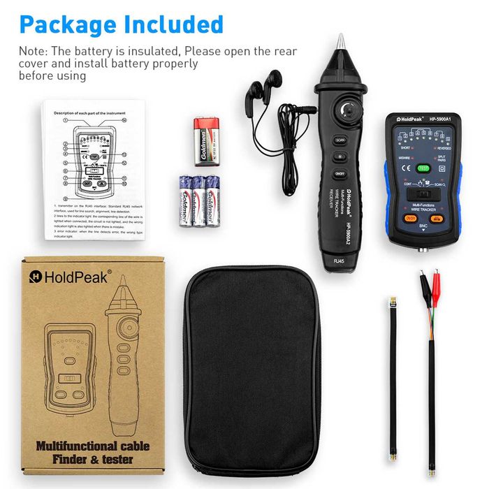 Тестер HOLDPEAK HP-5900A Cable Finder Tone Generator Probe Kit