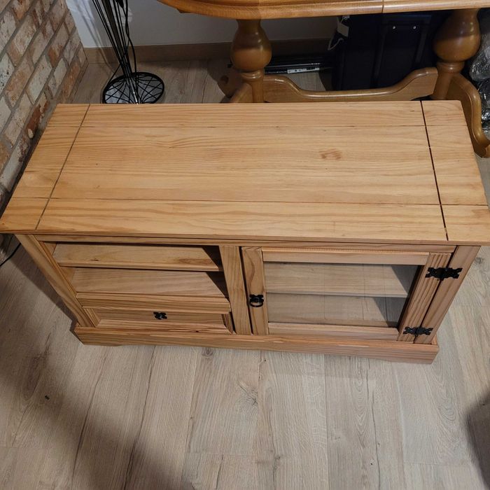 Drewniana szafka z szufladą i szklanymi drzwiczkami stan bdb Wrocław