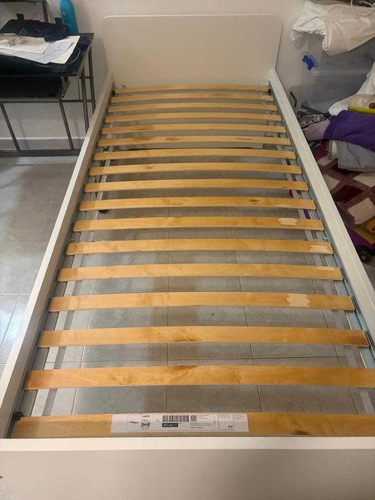 Estrutura de cama SLÄKT IKEA c/ cama-gavetão + arrumação, branco, 90x200 cm - com 1 mês