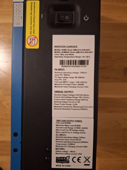 Гібридний інвертор EASUN POWER SMH-III-6.2KW з wi-fi