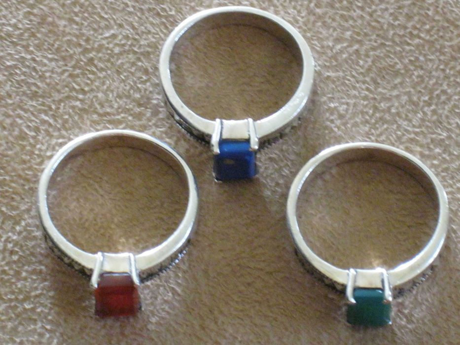 3 Anéis Prata Maciça de Lei 925`/.. C/Contraste