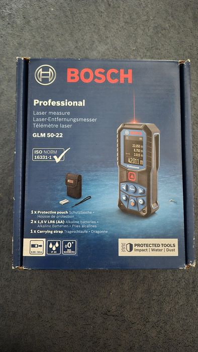 Fabrycznie nowy, profesjonalny dalmierz laserowy Bosch Professional GLM 50-22 + GW (paragon)