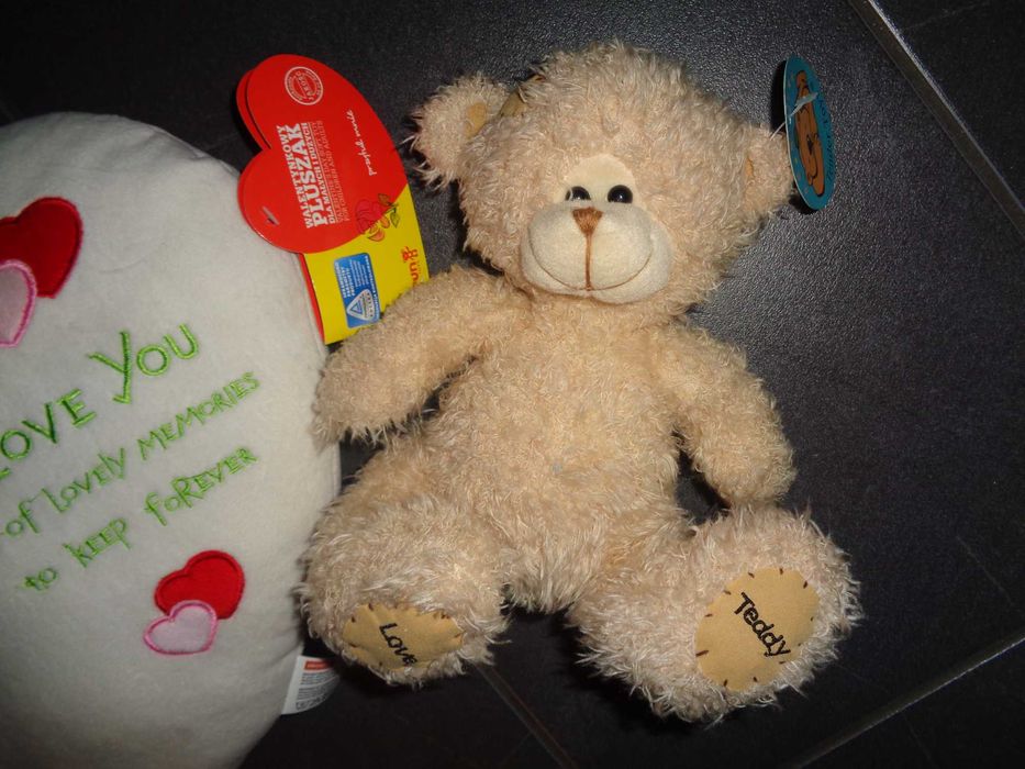 ELEFUN walentynkowy pluszak poduszka serce + MIŚ Teddy OKAZJA zestaw
