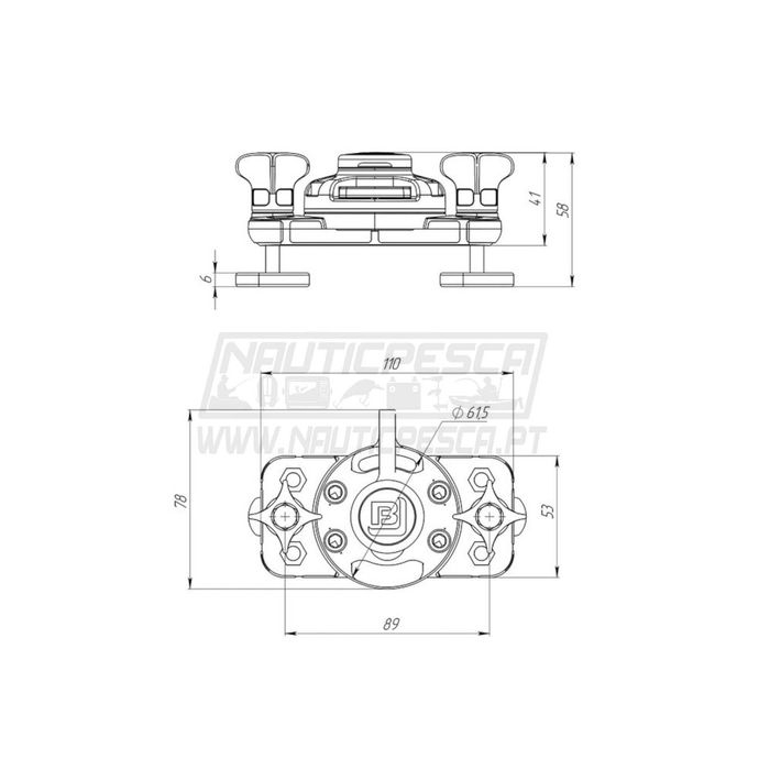 Caneiro Suporte de cana + Base de calha BORIKA para Kayak ou barco