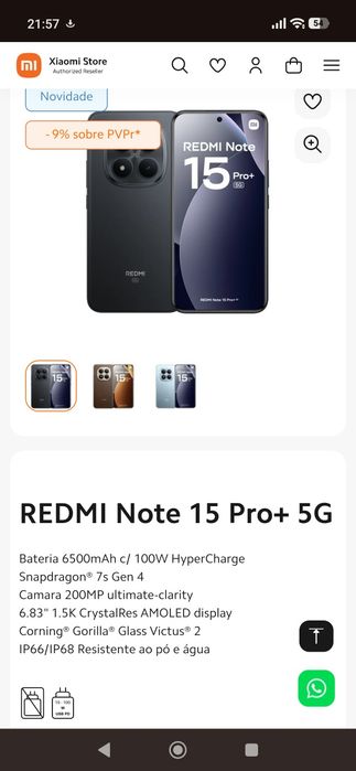 Xiaomi redmi note 15 pro plus 5g novo/ certificado militar
