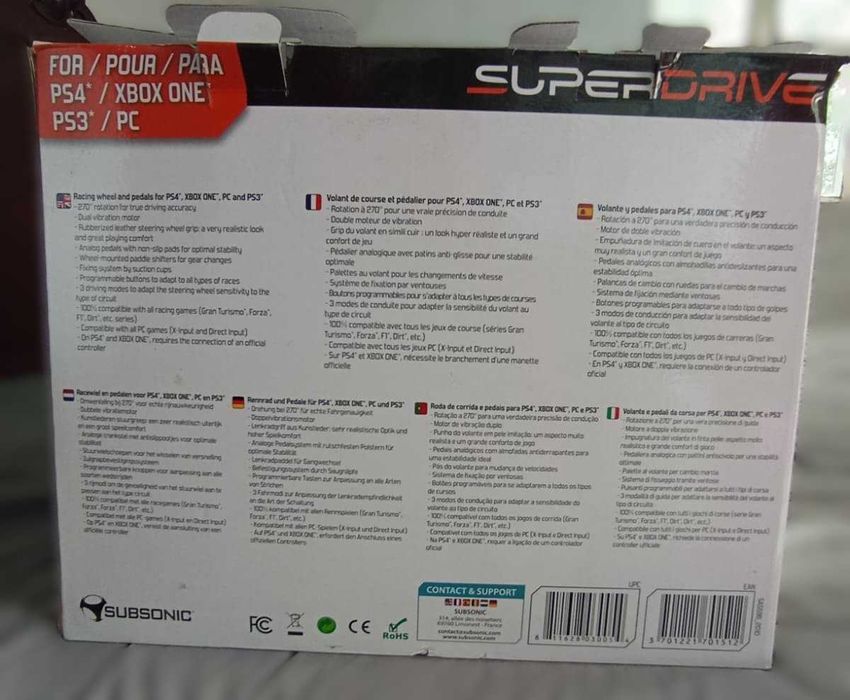 Volante e Pedais Superdrive GS 500 (PS4, Xbox One, PC, PS3)