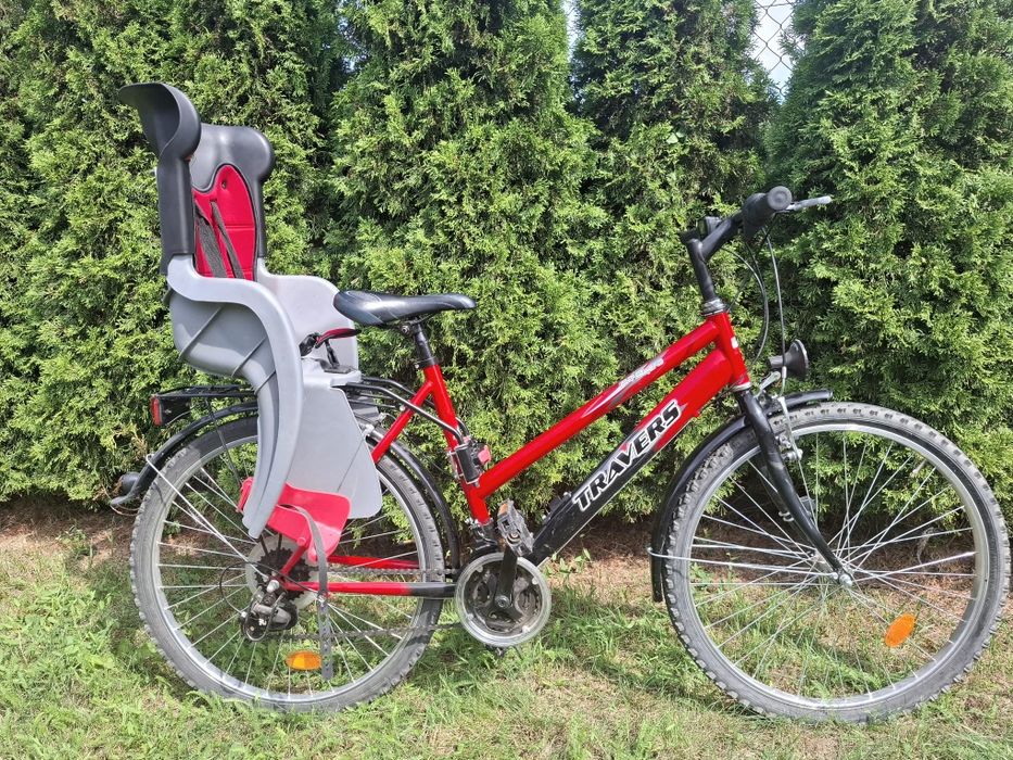 Rower górski Travers ATB Aero koła 26" - czerwony z fotelikiem dziecię