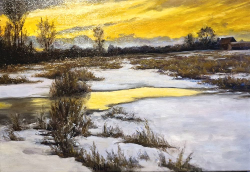 Obraz olejny Pejzaż zimowy