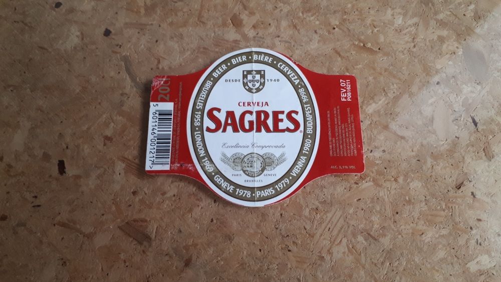Rótulo cerveja Sagres de 2007