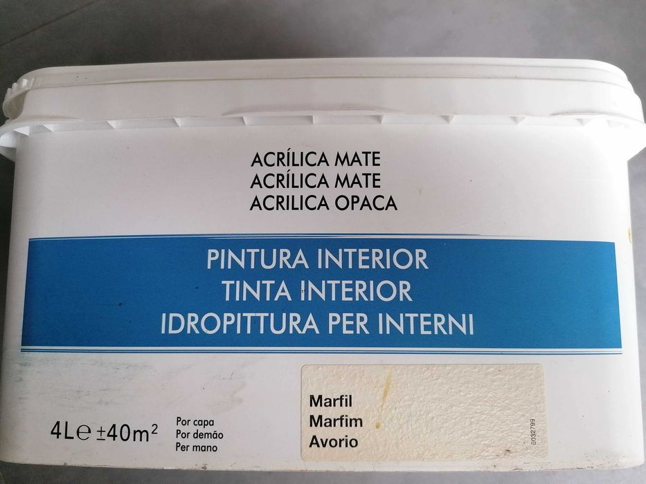 Tinta p/ interior Acrilica Mate/Marfim 4L (selada, a estrear)