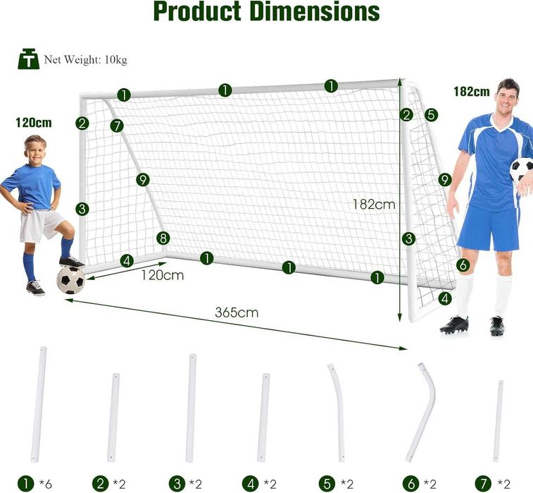 NOWA/wysyłka bramka piłkarska 365x182cm solidna do piłki nożnej PVC
