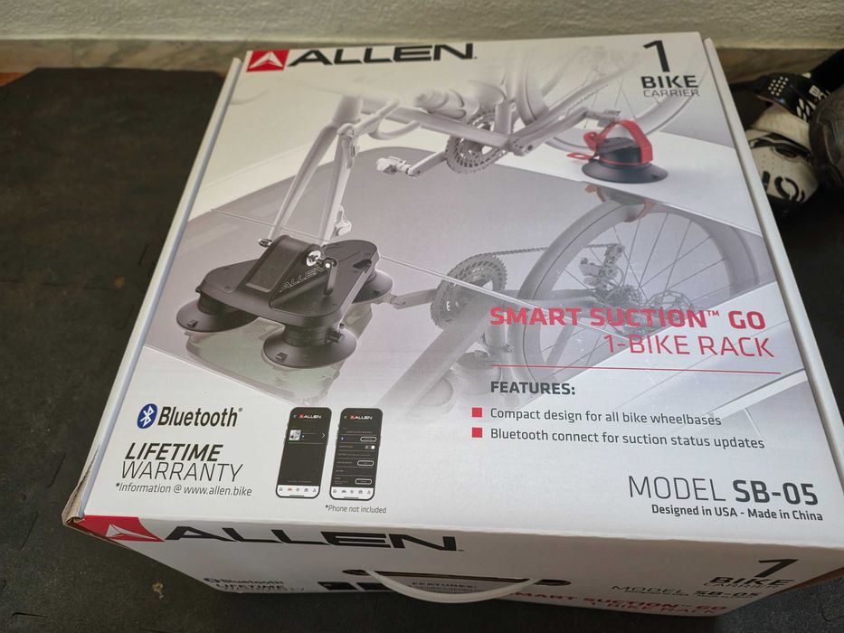 Allen Smart Suction GO: Suporte Portátil ventosas compacto para 1 bicicleta