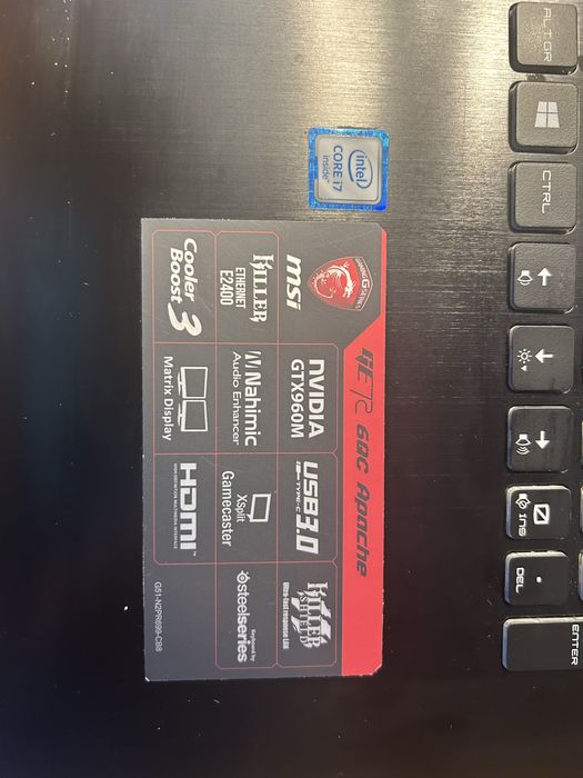 Laptop 17 cali MSI GE 72 6QC Apache