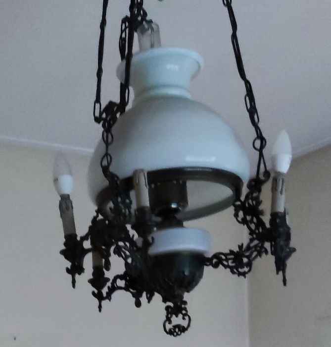 Candeeiro em estanho p/ tecto ,- para sala c,/ 6 lampadas -