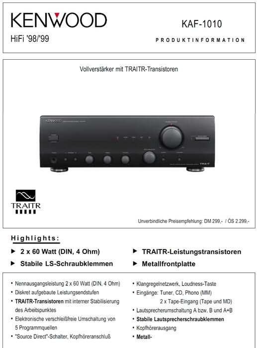 Kenwood KAF 1010 Підсилювач